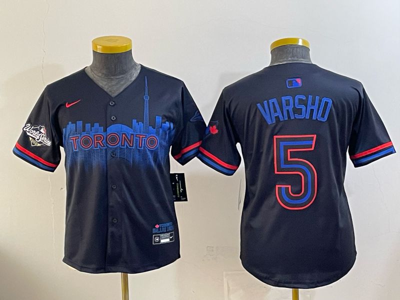 Youth 2025 Nike Toronto Blue Jays #5 Varsho Blue Game MLB Jersey 02
